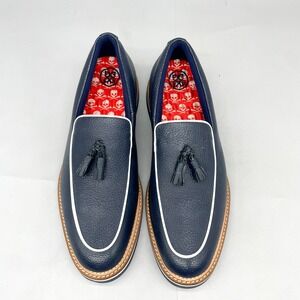 G/FORE Mens 12.5 Cruiser Street Shoes Twilight Blue Leather Tassel Loafer Casual